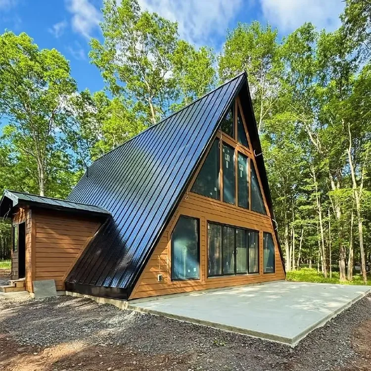 Customizable Triangular Wooden House Anti-corrosion Steel Structure Luxury Outdoor Holiday Home for Glamping Camping Homestay
