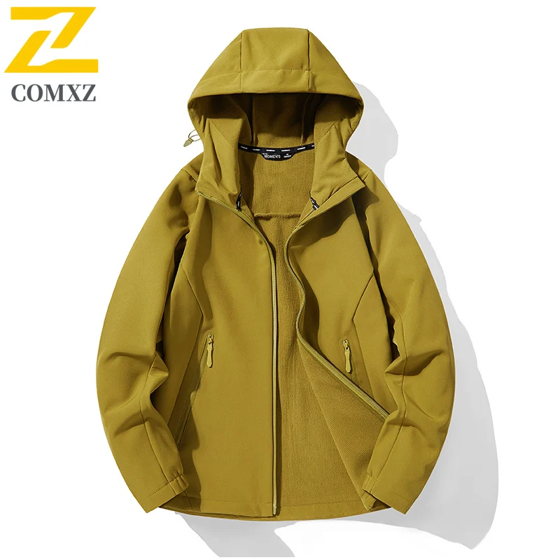 2025 New Soft Shell Jacket Men's Ski Hunting Cold-proof Warm Hooded Windbreaker Autumn Casual Women's Sports Waterproof Coat