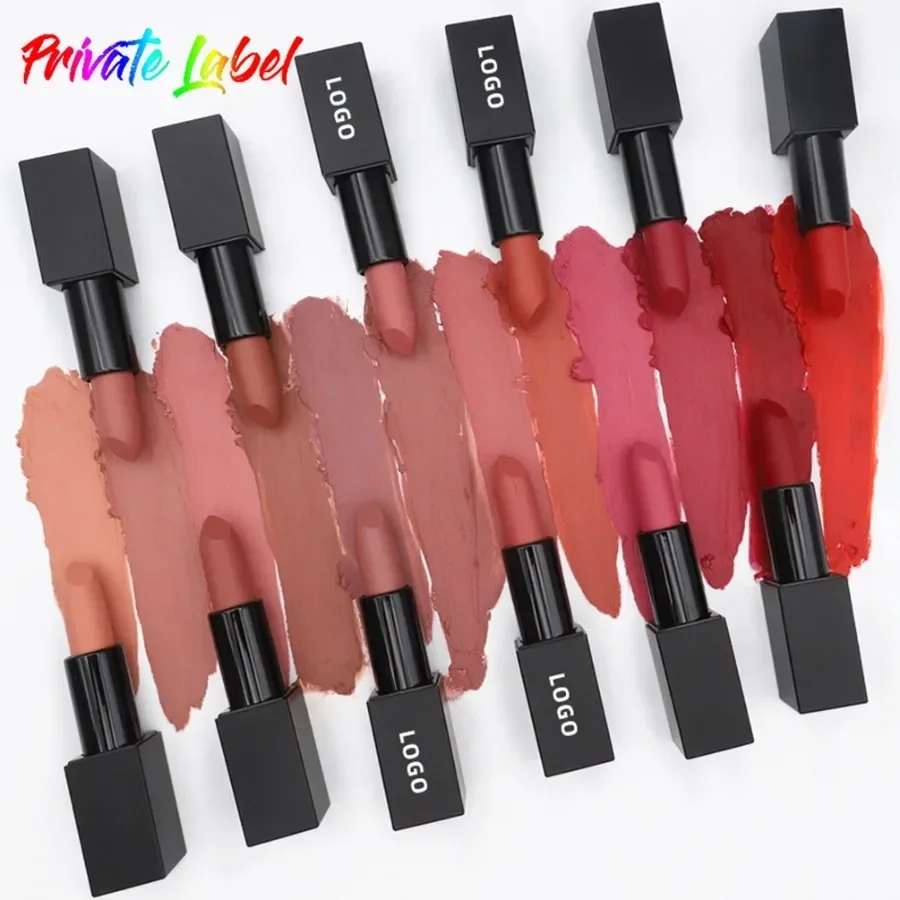 Custom 24colors Square/round Tube Lipstick Waterproof Matte Non-fading Sexy Red Lip Glaze Makeup Cosmetics Bulk