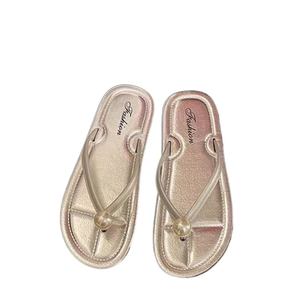 

Fashion Anti-slip Women Pearl Slippers Soft Sole Casual Shoes Beach Flip Flops Beachwear PVC Summer Slides Sandals Streetwear