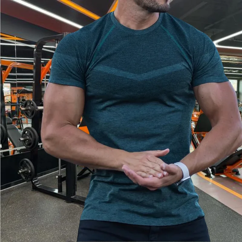 2025 Men's Gyms Sports T-Shirt Quick-Dry Fitness Sportswear Short Sleeve Tops Running Training Summer Jogging Gym T-Shirts Men