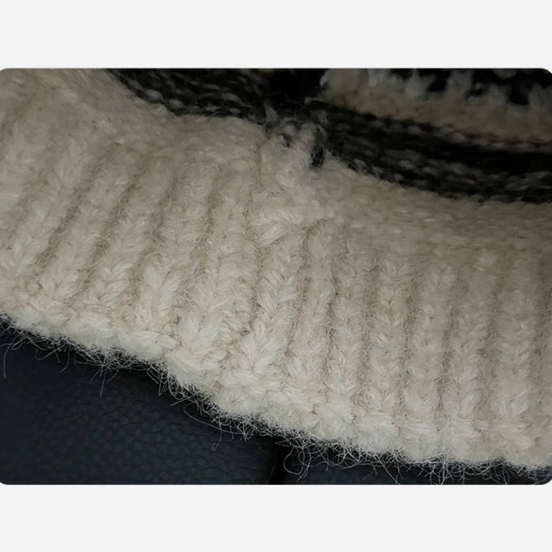 Niedliche Katzenohren-Strickmütze mit Farbblockierung für Männer und Frauen, warme, vielseitige Ohrenschutz-Skimütze für Herbst und Winter. – Detail 8