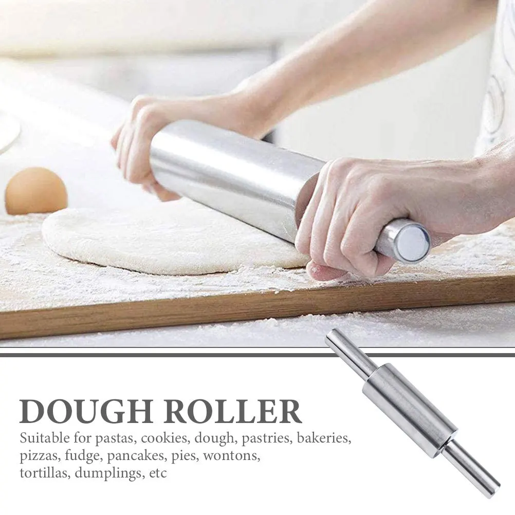 

Stainless Steel Rolling Pin Smooth Non-Stick Dough Press For Baking Pizza Pastry Kitchen Tool Reusable Metal Roller Baking