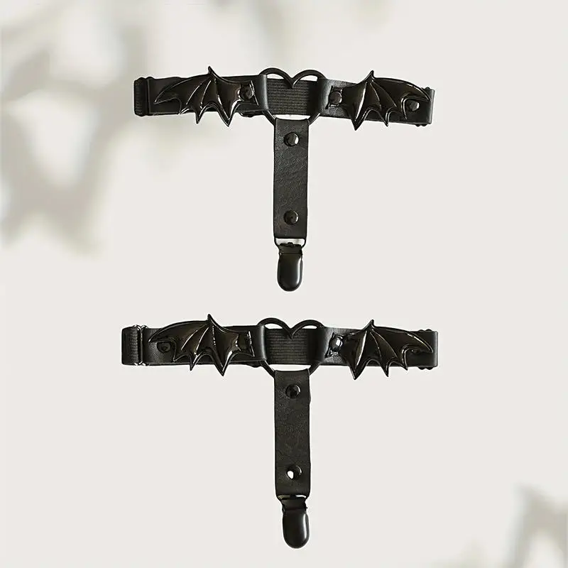 1 زوج المرأة القوطية شكل قلب الفخذ الرباط مع الخفافيش الجناح الشرير الساق الرباط حزام المضادة للانزلاق تخزين كليب ملهى ليلي حفلة الساق سلسلة