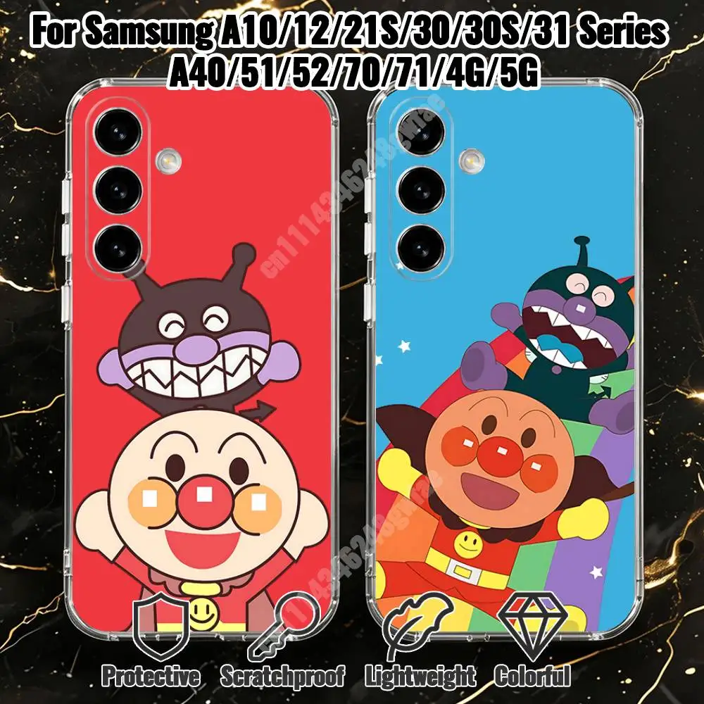 Children's Superhero A-Anpanman Phone Case for Samsung Galaxy A71 70 52 51 A40 31 30 A21S 12 10 Transparent Protector