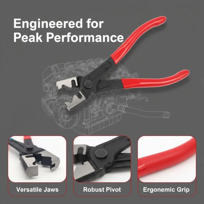 Car Oil Hose Crimping Plier Rust Resistant 1Pcs Vise Pipe Collar Clip Tool for Garage Vehicle Hose Repair Work