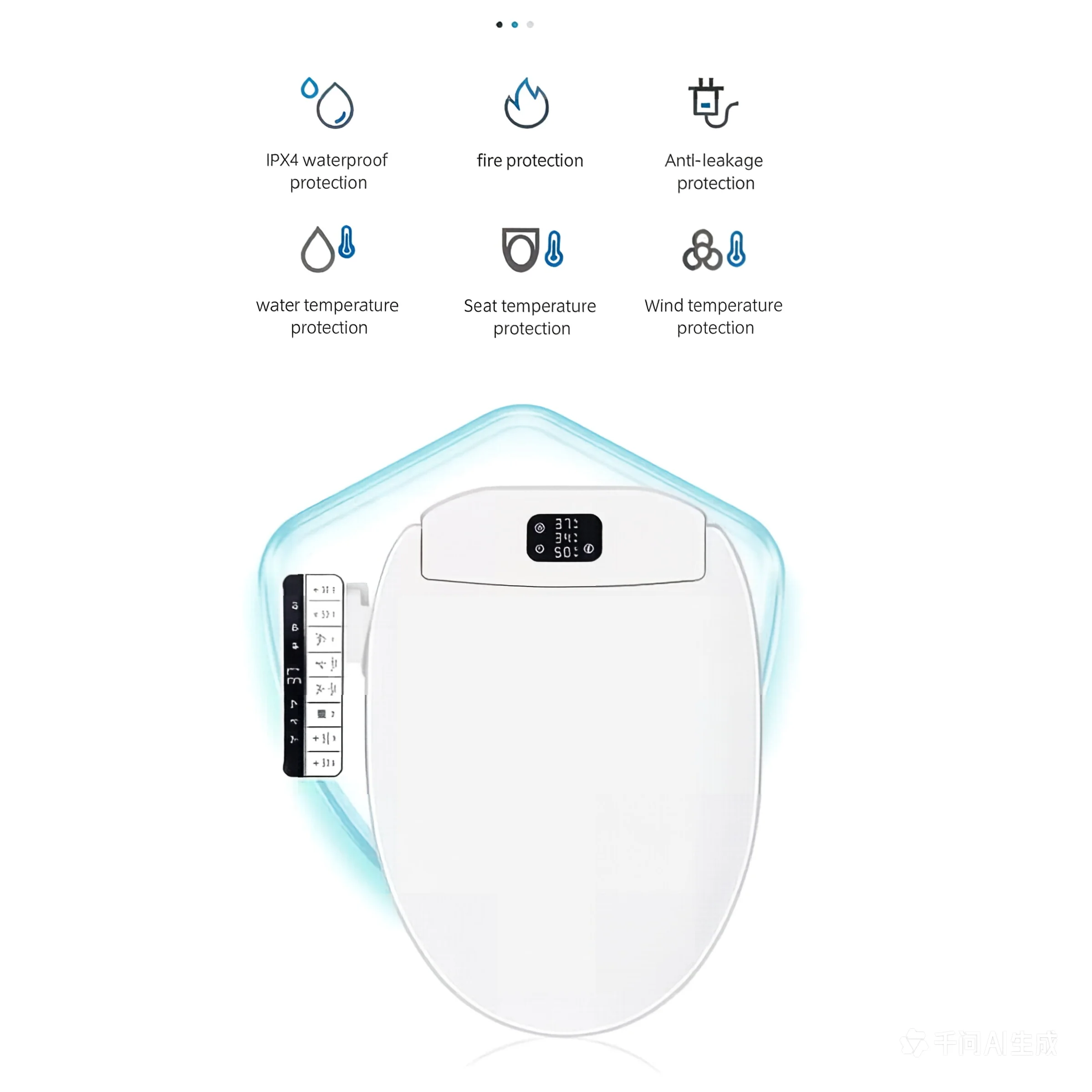 Smart Bidet Toilet Seat with Remote - Unlimited Warm Water & Warm Air Dryer, Multiple Cleaning Modes, Feminine Wash, Heated Seat, Soft Close Lid, Night Light, Easy Installation, 2 Filters Included ﻿
