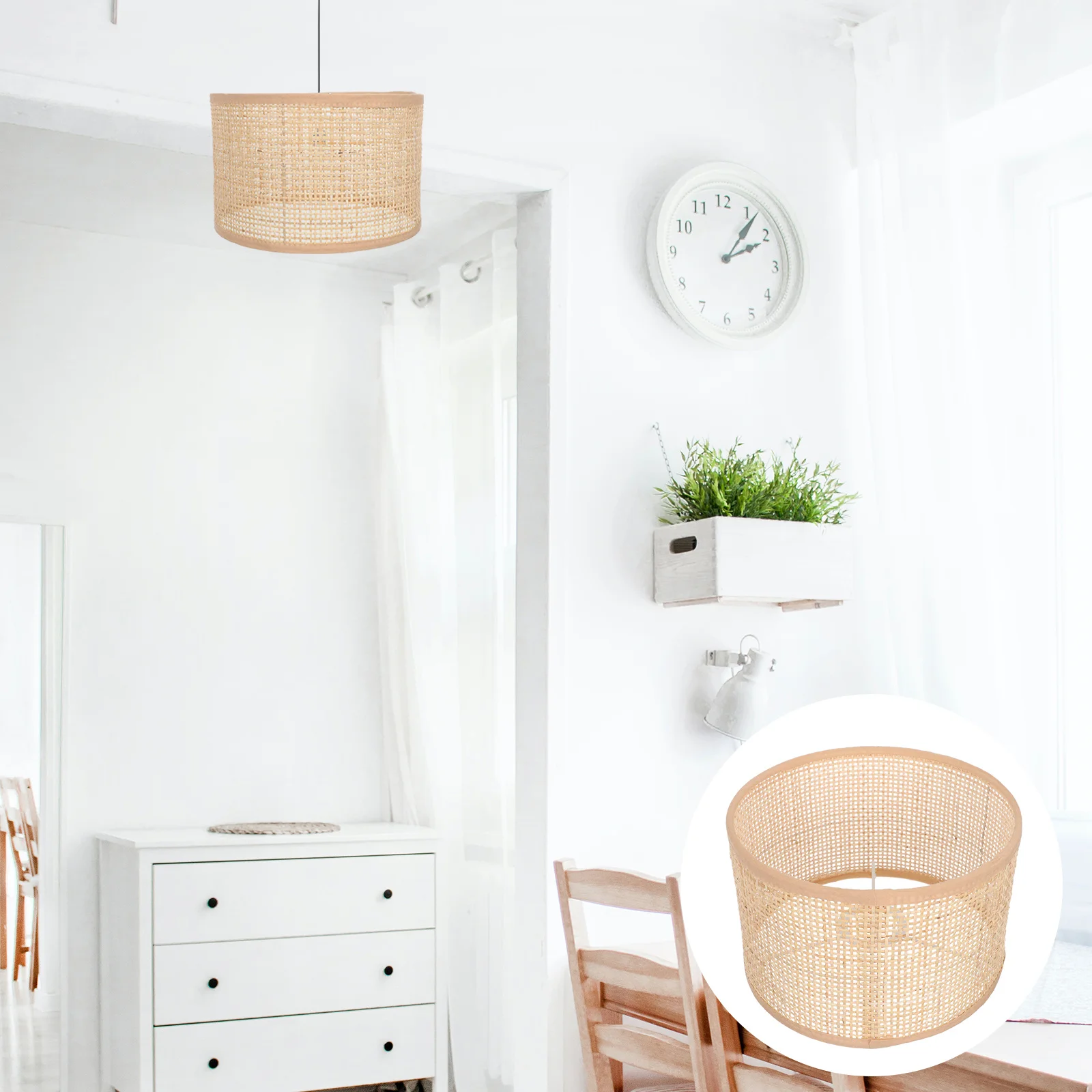 

Rattan Woven Lampshade Hanging Lamp Cover Elegant Ceiling Light Cover for Living Room Tea Room Rattan Woven Lamp Shade