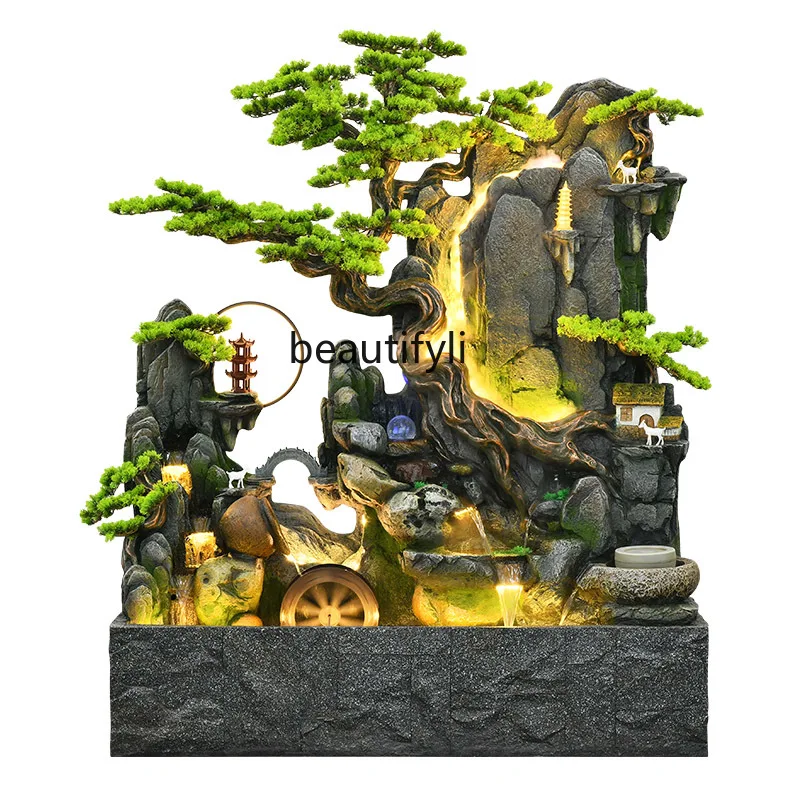 

Large Artificial Mountain and Fountain Landscape Circulating Water Decoration Lucky Living Room Balcony Office Decoration