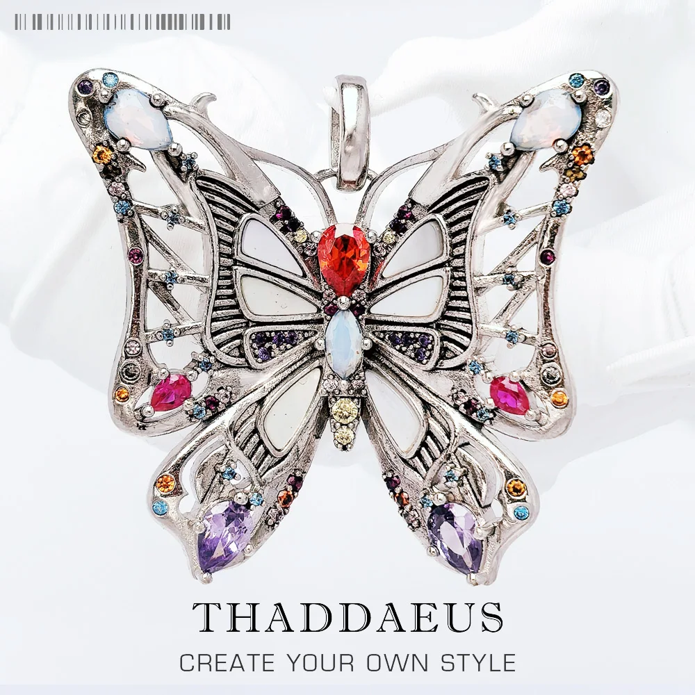 

Pendant Colourful Butterfly 2022 Brand New Fine Jewelry Europe 925 Sterling Silver Bohemia Gift For Women