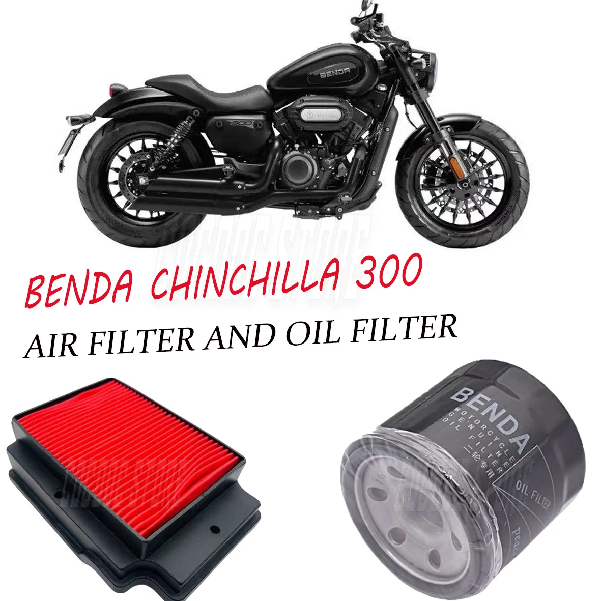 Elemento de filtro de aire del filtro de admisión del motor de repuesto de motocicleta y elemento de filtro de aceite para Benda BD300-15 BD 300