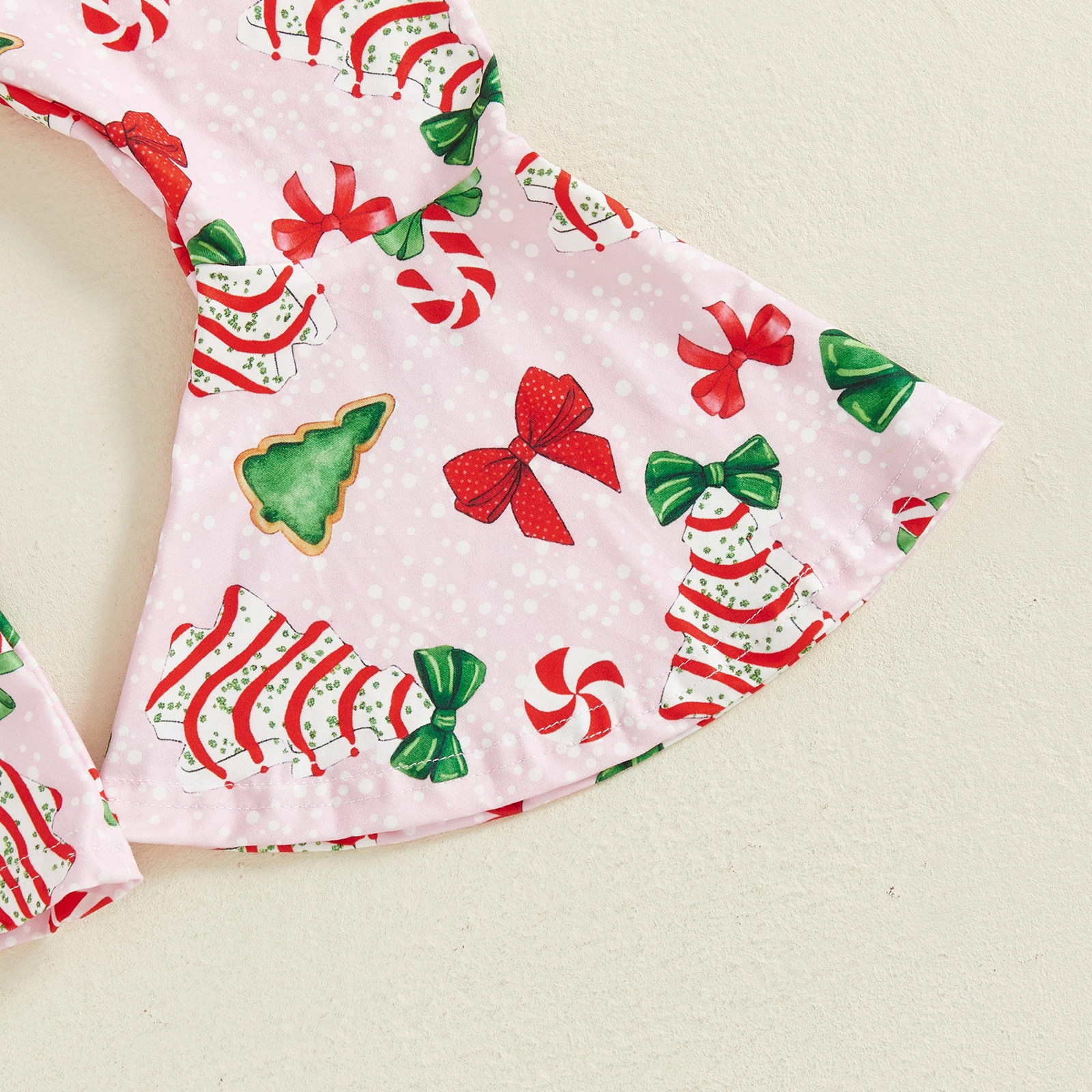 طفل فتاة ملابس عيد الميلاد طفل الفتيات طويلة الأكمام جولة الرقبة البلوز + مرونة الخصر القوس شجرة طباعة مضيئة السراويل 2 قطعة مجموعة #6