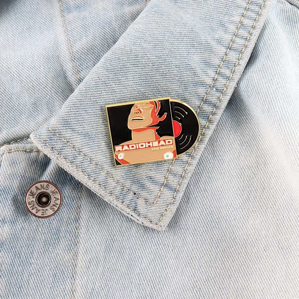 The Bends-Vinyl Record Cover Badge British Rock Band Album Lapel Pin Vintage Music Fans Gift Jewelry view 4