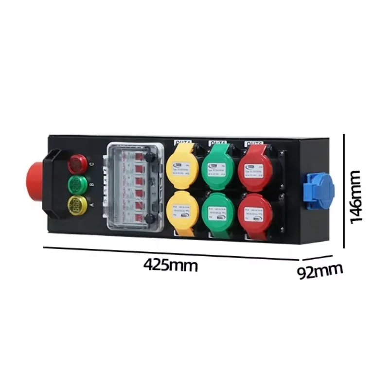 Rectangle Stage Lighting Controller Electrical Power Box Power Distro Equipment 6CH 16A Output Power Distribution For Events