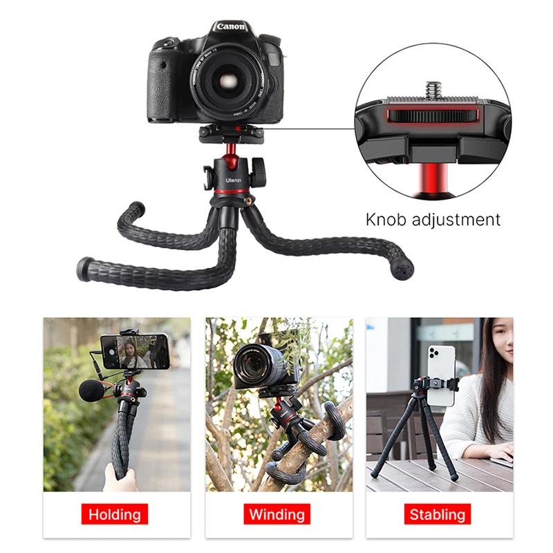 Ulanzi MT-33 Flexible Octopus Tripod for Phone Camera DSLR 2in1 Design Tripod With Phone Holder Side Cold Shoe 1/4\'\' Screw