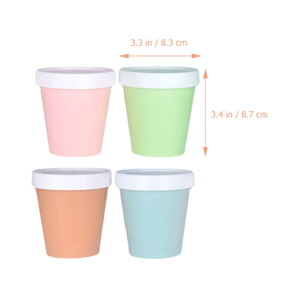 4 Pcs Empty Ice Cream Bottle Cups with Lids Container Bowls Food Containers Facial Peaches