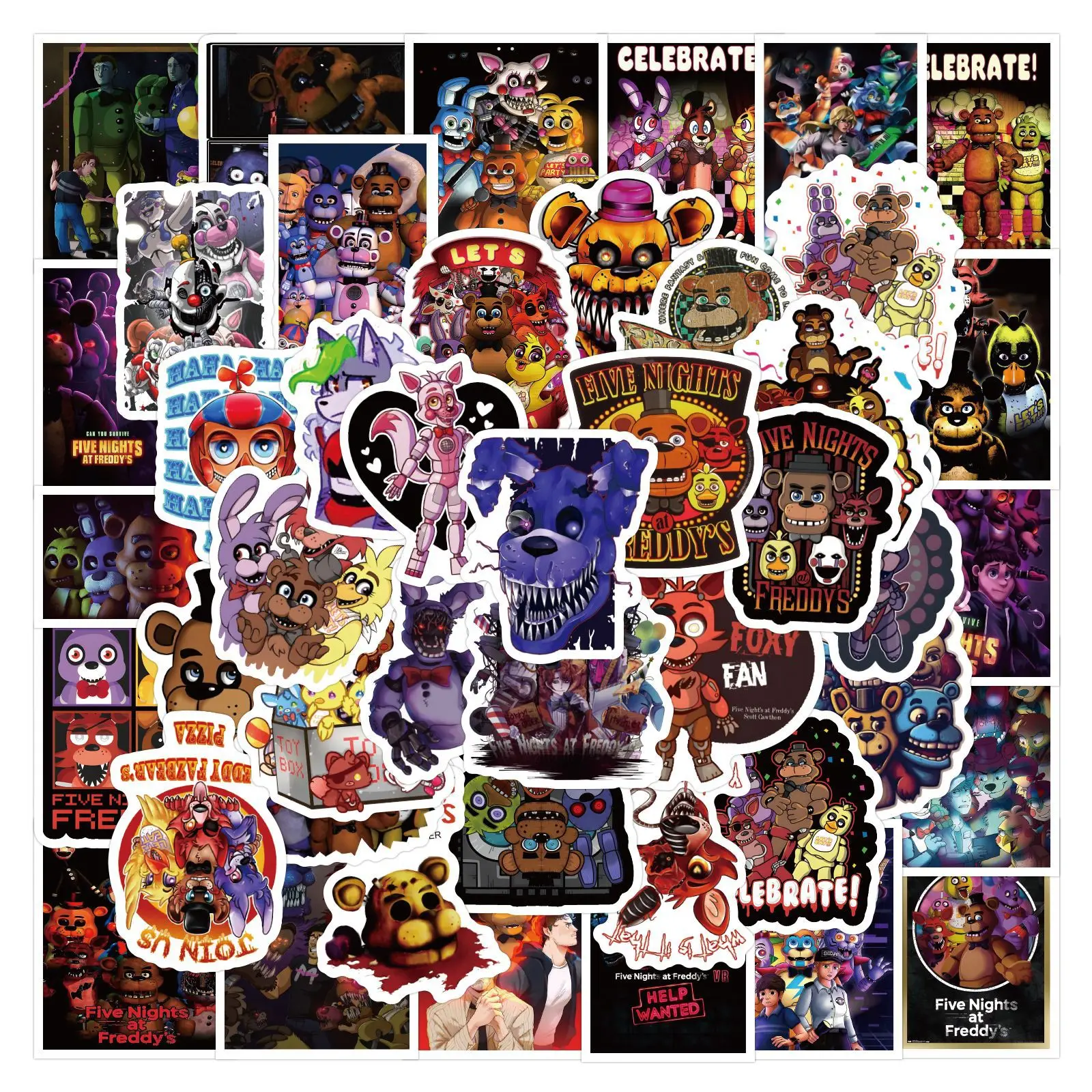 10/60Pcs Cartoon FNAF Security Breach Anime Graffiti Stickers For DIY Phone Laptop Chassis Guitar Gift Party Toy Stickers