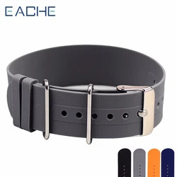 EACHE  Silicone Rubber Watch Band 18mm 20mm 22mm Grey Orange Black Blue Waterproof Straps