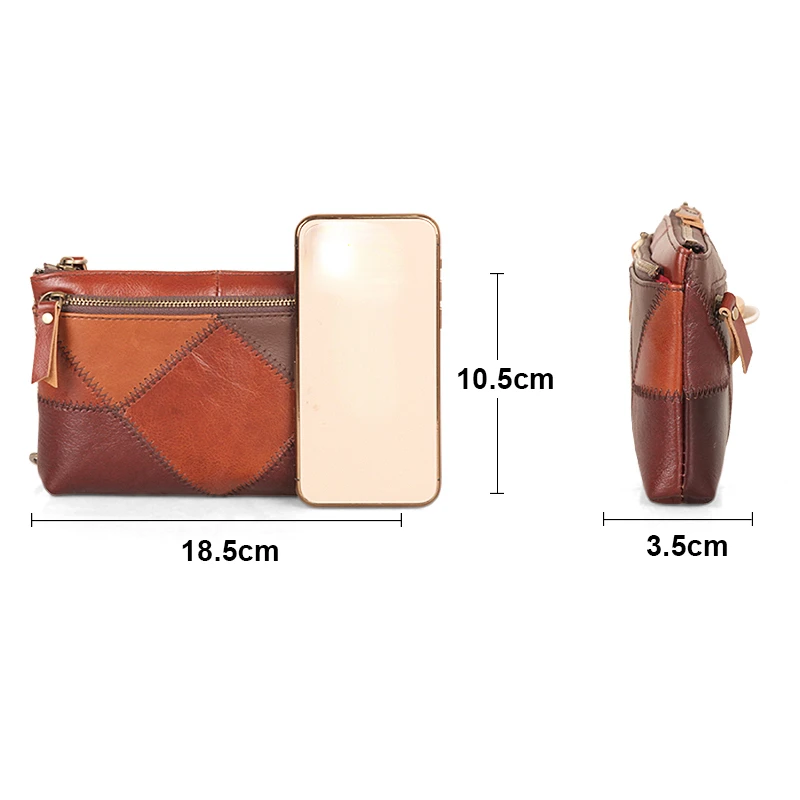 Imagem -02 - Carteiras de Couro para Mulheres Bolsa de Marca Designer Delicada Bolsa para Celular com Zíper Patchwork Moda Feminina Tendência 2023