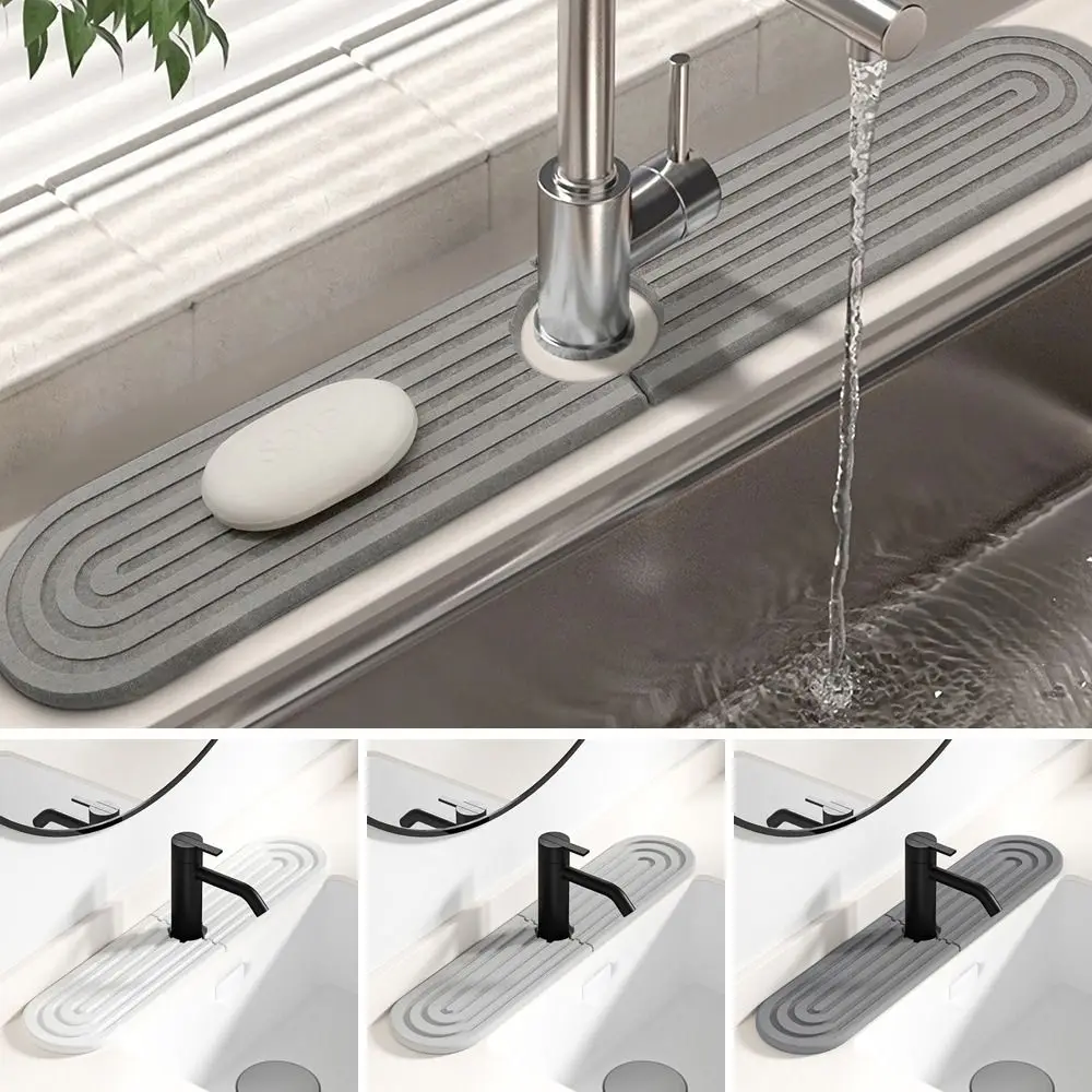 

1Pairs Durable Diatomite Stone Faucet Mat Super Absorbent Non-Slip Sink Splash Guard Quick Dry Drainage Mat for Kitchen Sink