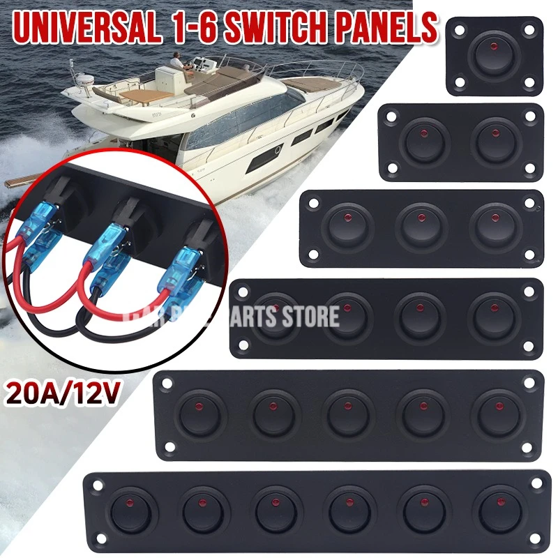 

Automotive Marine Red LED Toggle Panel 20A 12V Suitable for Boat Dashboards Control Easy Installation Waterproof 1-6 Gang