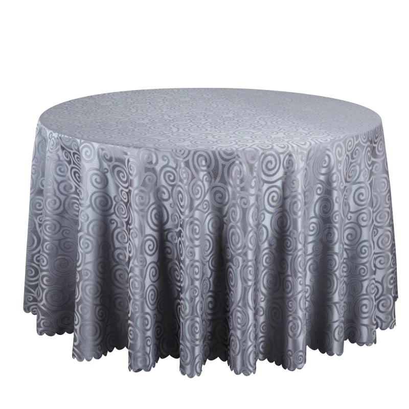 Decoration Solid Gray Tablecloths Round Polyester Jacquard Party Hotel Table Cloth Dining Square Table Covers White Ivory 260CM