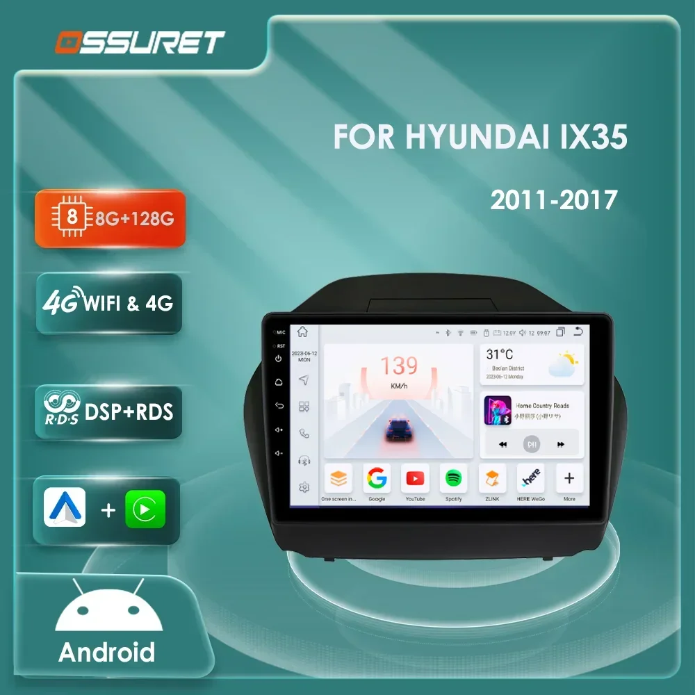 For Hyundai Tucson 2 LM IX35 2011-2017 Android Car radio multimedia player 4G Carplay 2din Autoradio GPS navi Stereo Head Unit