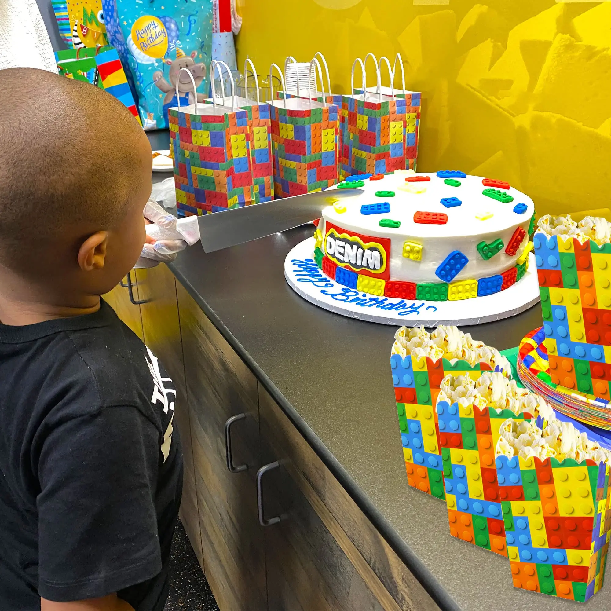 6/12/18 stücke Baustein Popcorn Boxen Alles Gute Zum Geburtstag Party Kinder Jungen Gefälligkeiten Candy Box Popcorn Boxe Dekorationen Veranstaltungen liefert – Detail 3