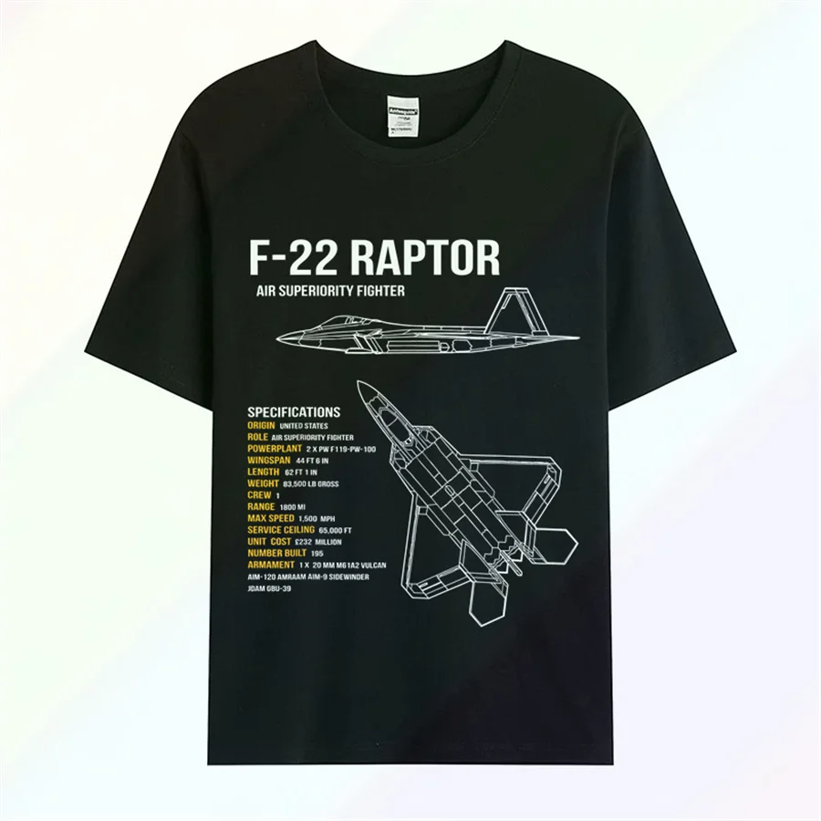 Short Sleeve Casual 100% Cotton O-Neck Summer Tees F-22 Raptor Air Superiority Fighter Men T-Shirt men