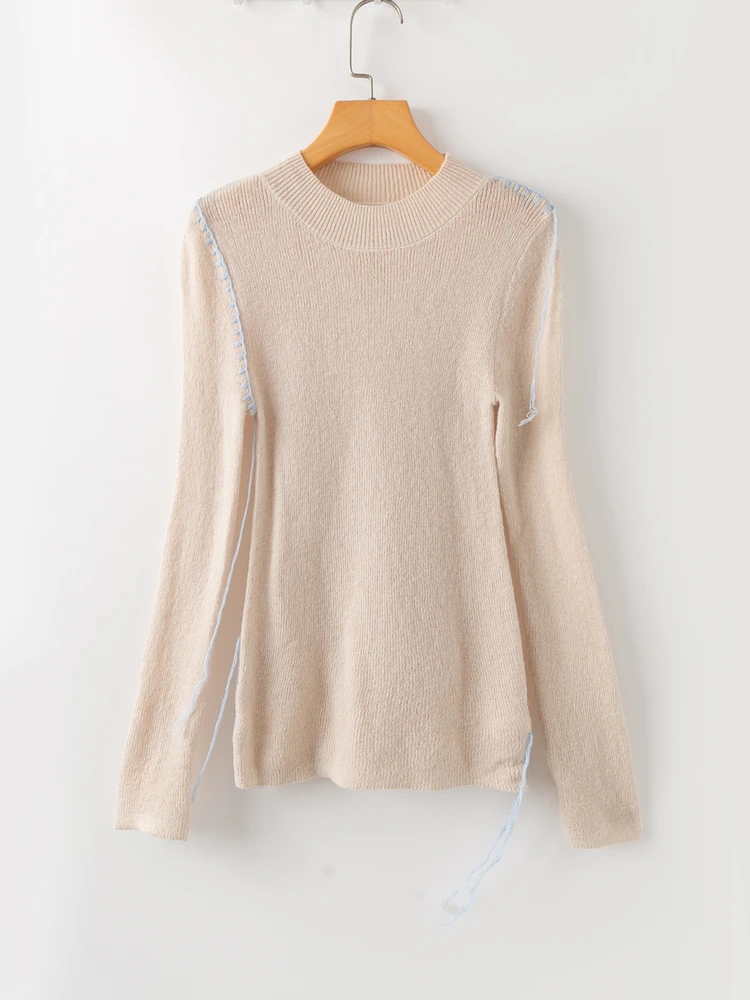 

Удобный свитер Sli Korean Sle Long Sve Mid-Ne, мягкий темперамент, простой дизайн, прямой вязаный топ без рукавов для поездок на работу