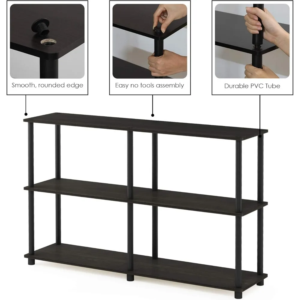 3-stufiges Eckregal, 47,4" breite offene Regale für die Organisation von Wohnzimmer, Garage und Heimbüro