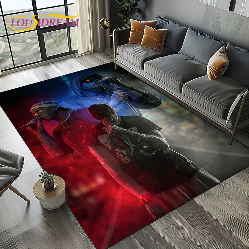 Rapper Eminem Tupac 2pac Hip-Hop Rap God Carpet Rug for Living Room Bedroom Home Sofa Decoration,Area Rug Non-slip Floor Mat