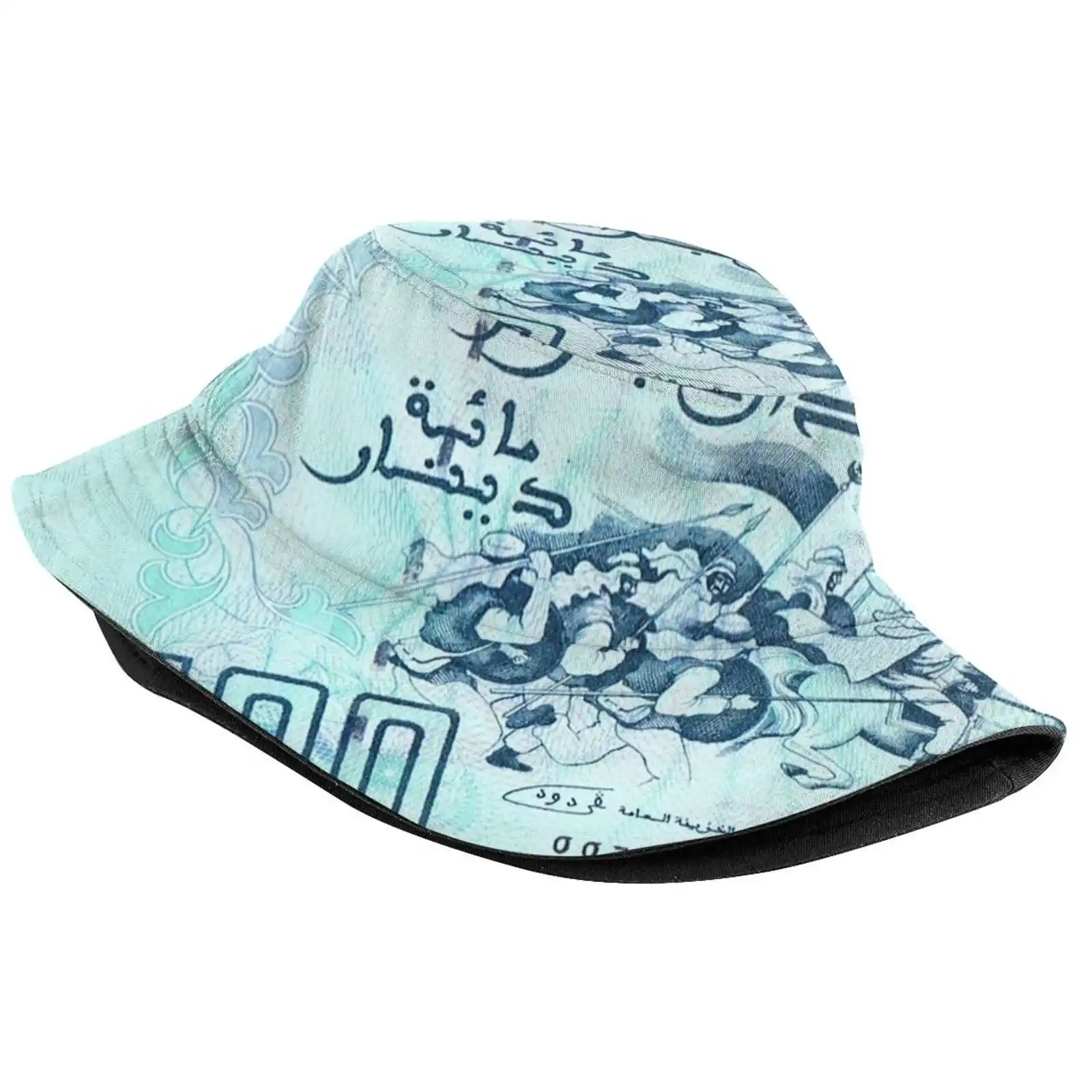 The Banknote Of 100 Algerian Dinars In Sky Blue Color Unisex Fisherman Hats Bucket Hats Algerie Algeria Dinars Algérien