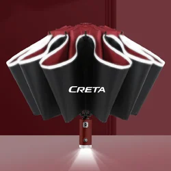 Automatic Reflective Stripe Reverse Led Light Windproof 10 Ribs 3-folding Inverted Umbrella For Hyundai creta ix25 2020 2019-11