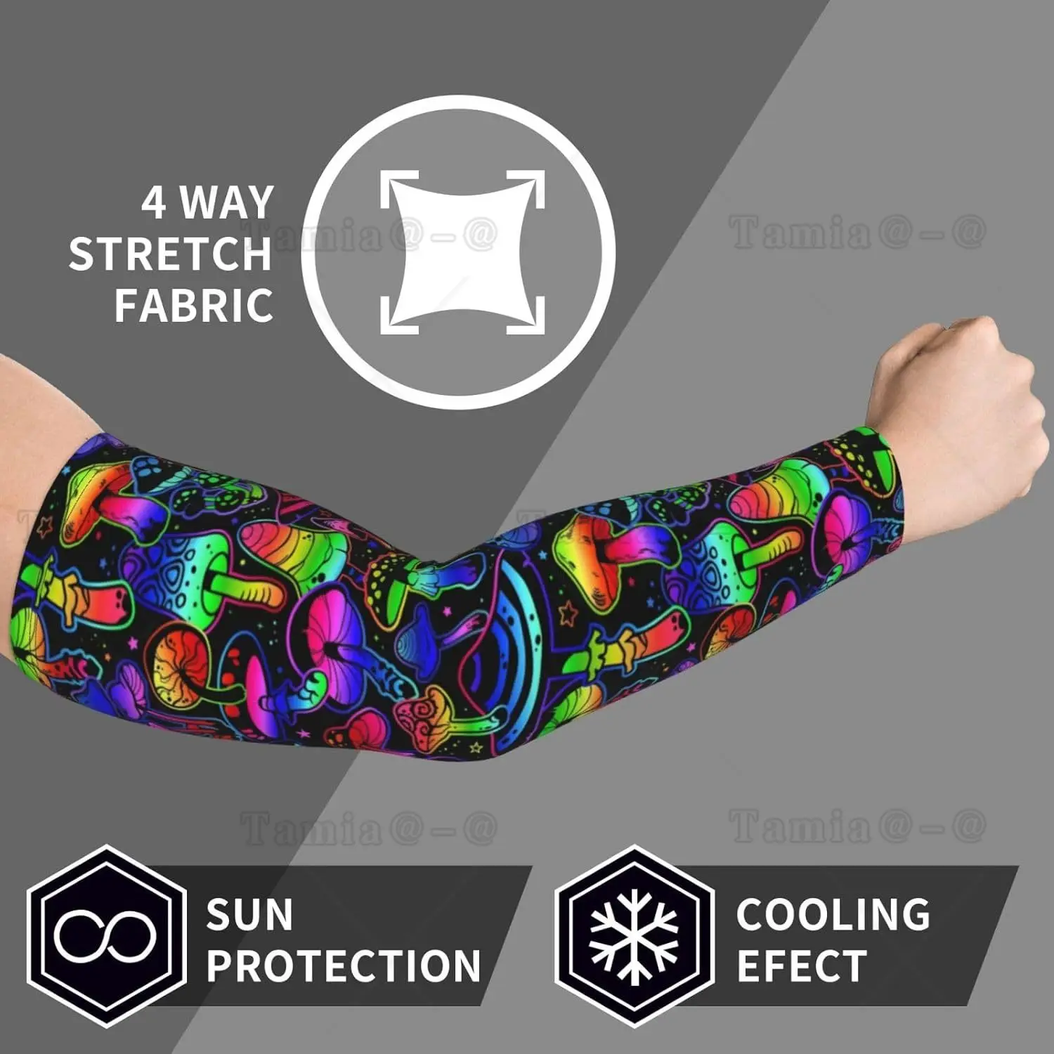 Mushroom Mens Arm Cooling Sleeves UPF 50+ UV Protection for Cycling Outdoor Sports