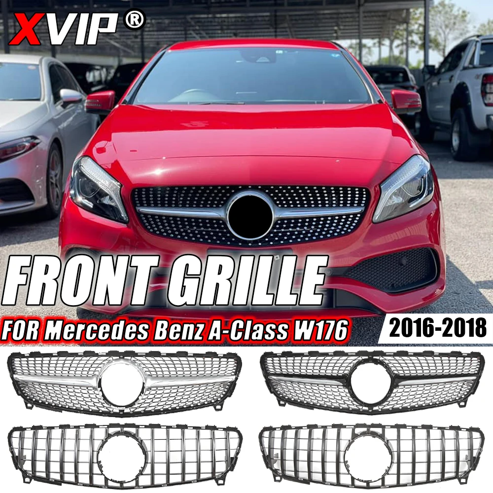 

XVIP Chrome Black Diamonds Style Front Bumper Grille For Mercedes Benz A-Class W176 16-18 A180 A200 A250 AMG Style Upper Grilles