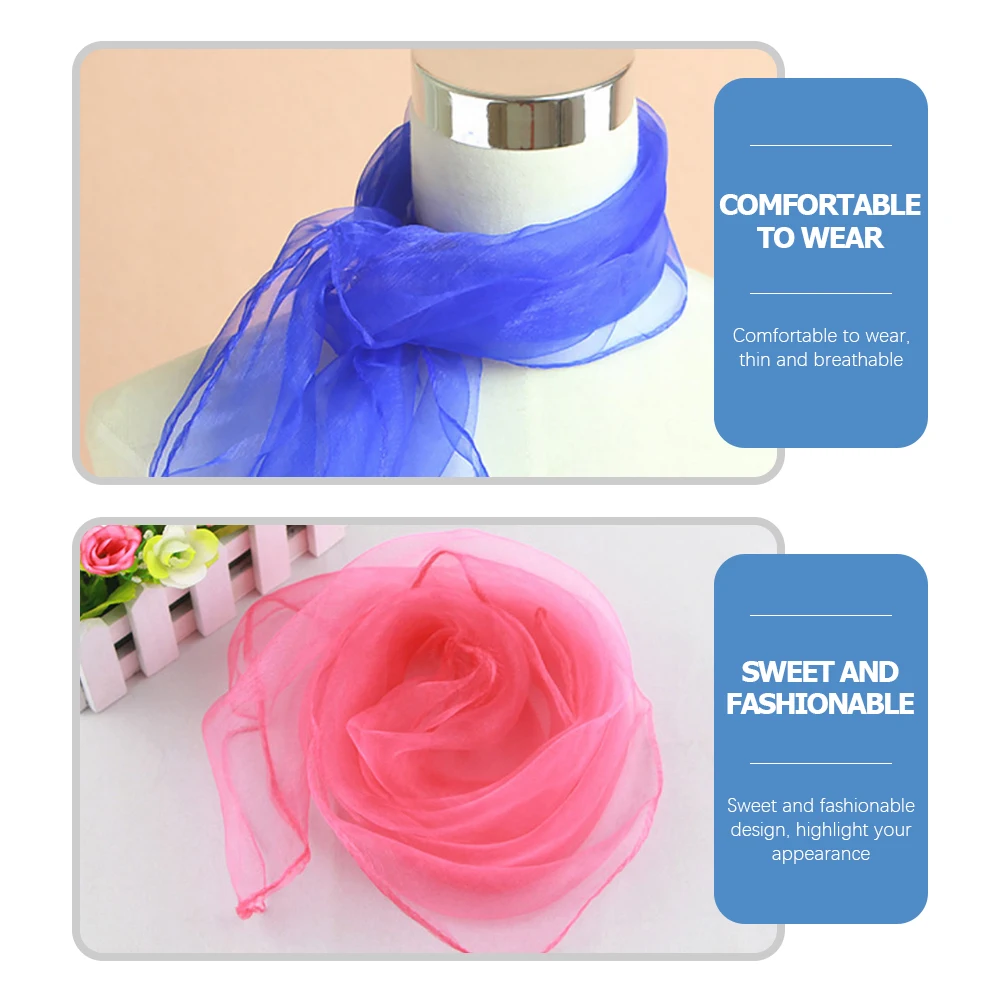 

12pcs Chiffon Scarves For s Play Performance Dance Juggling Pure Color Silk Feeling Skin Friendly Fashion Accessory Stage