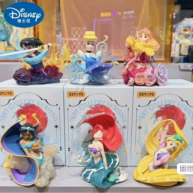 New Disney Princess Art Gallery 2 Generation Series Blind Box Toys Cute Snow White Aurora Mulan Mystery Box Dolls Halloween Gift