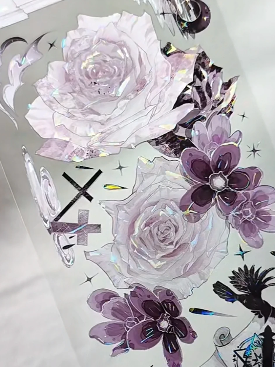 

5M Xiao Wang Paper, Crowe Heart, Eternal Shell Shiny Pink Flower Pet Washi Tape Collage Planner