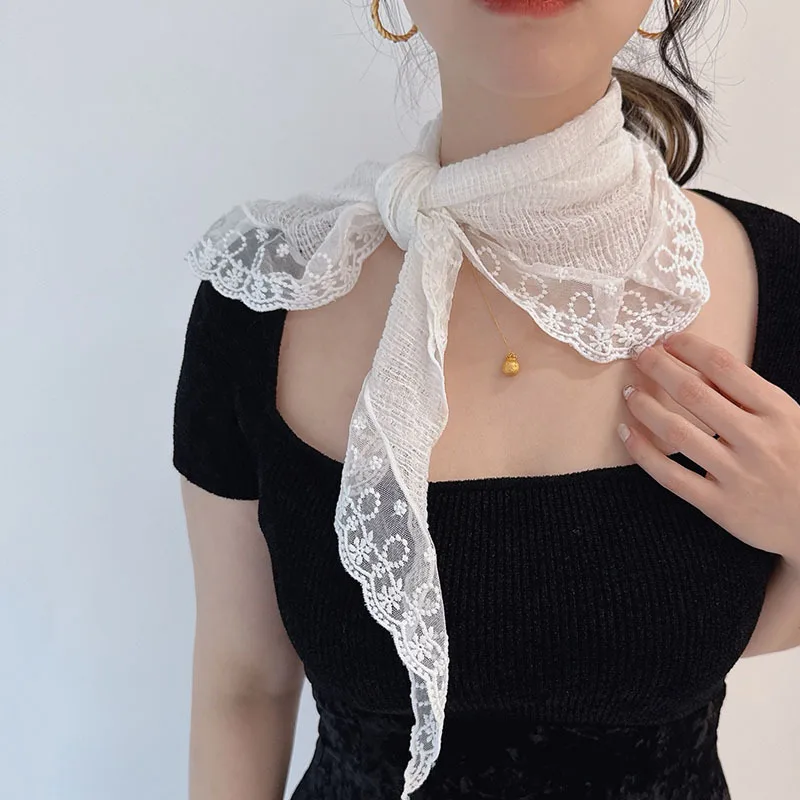 

Pleated, casual, sweet, large scarf women122x35Elegant lace neck shawl, soft scarf spring and autumn