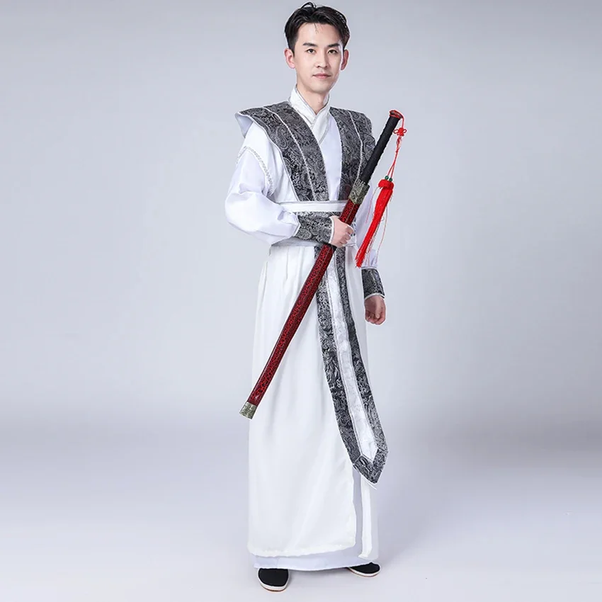 Vestido Hanfu tradicional chinês para homem, trajes de dança oriental, trajes de cosplay da dinastia Han, desempenho antigo, palco popular, ano novo