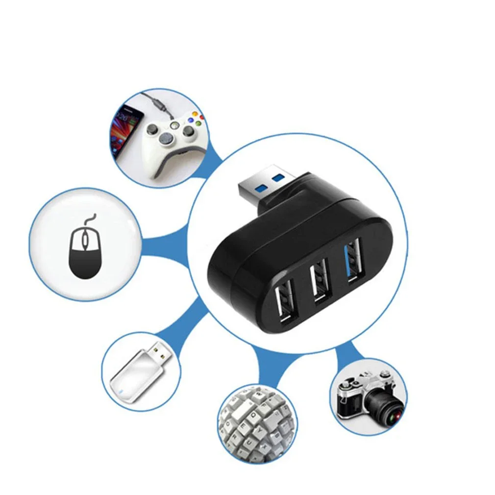 Mini USB 3.0 Hub Adapter Rotate High Speed U Disk Reader Splitter 3 Ports USB 2.0 for Computer PC Laptop Mac Accessories