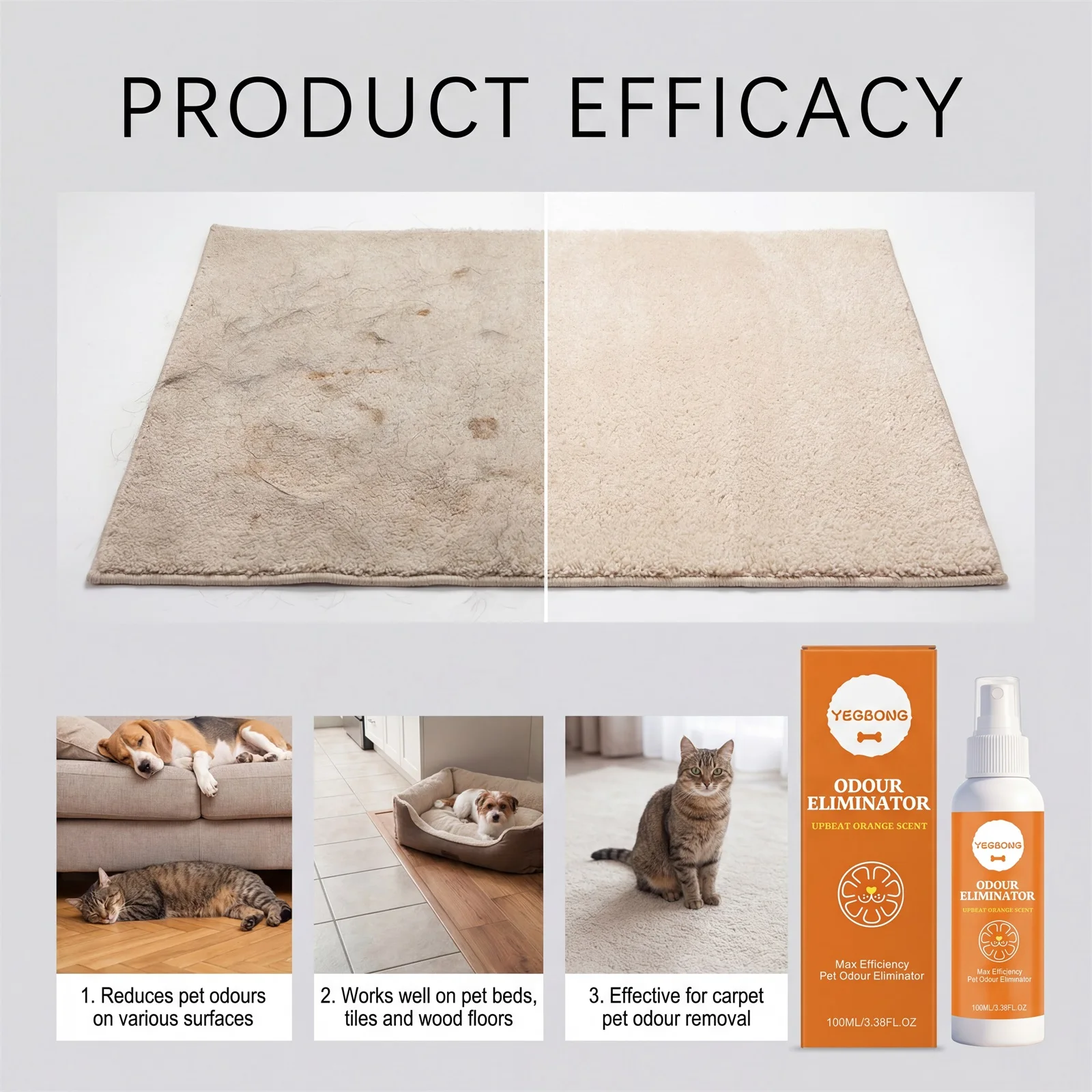 Pet Odor Eliminator Spray Pet Grooming Care Supplies Long Lasting Air Fresh for Carpet Sofa Home Cat Dog Urine Odor Remove Spray