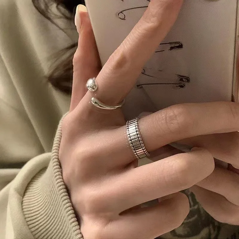 Vintage Silver Color Minimalist Geometric Metal Ring Set Punk Irregular Finger Ring for Women Men Fashion Jewelry Party Gift2025