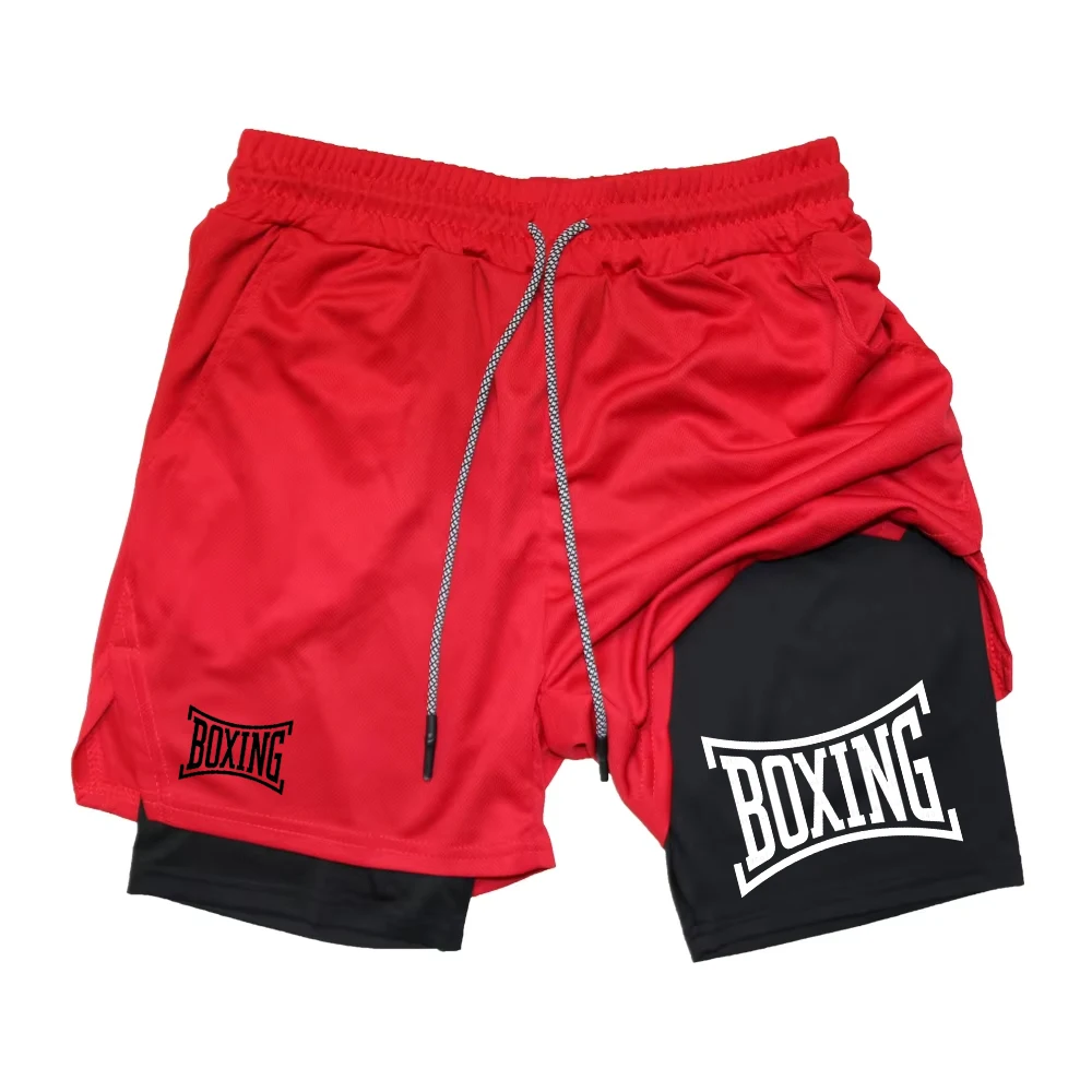 

2 in 1 Workout Running Shorts for Men Gym Athletic Performance Shorts with Compression Liner Phone Pocket Towel Loop RL0360