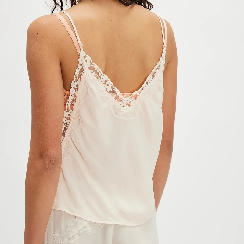 Women Lace Trim Satin Tank Tops Silk Spaghetti Strap V Neck Mesh Lace Camisole Top Y2K Flowy Going Out Layering Tops