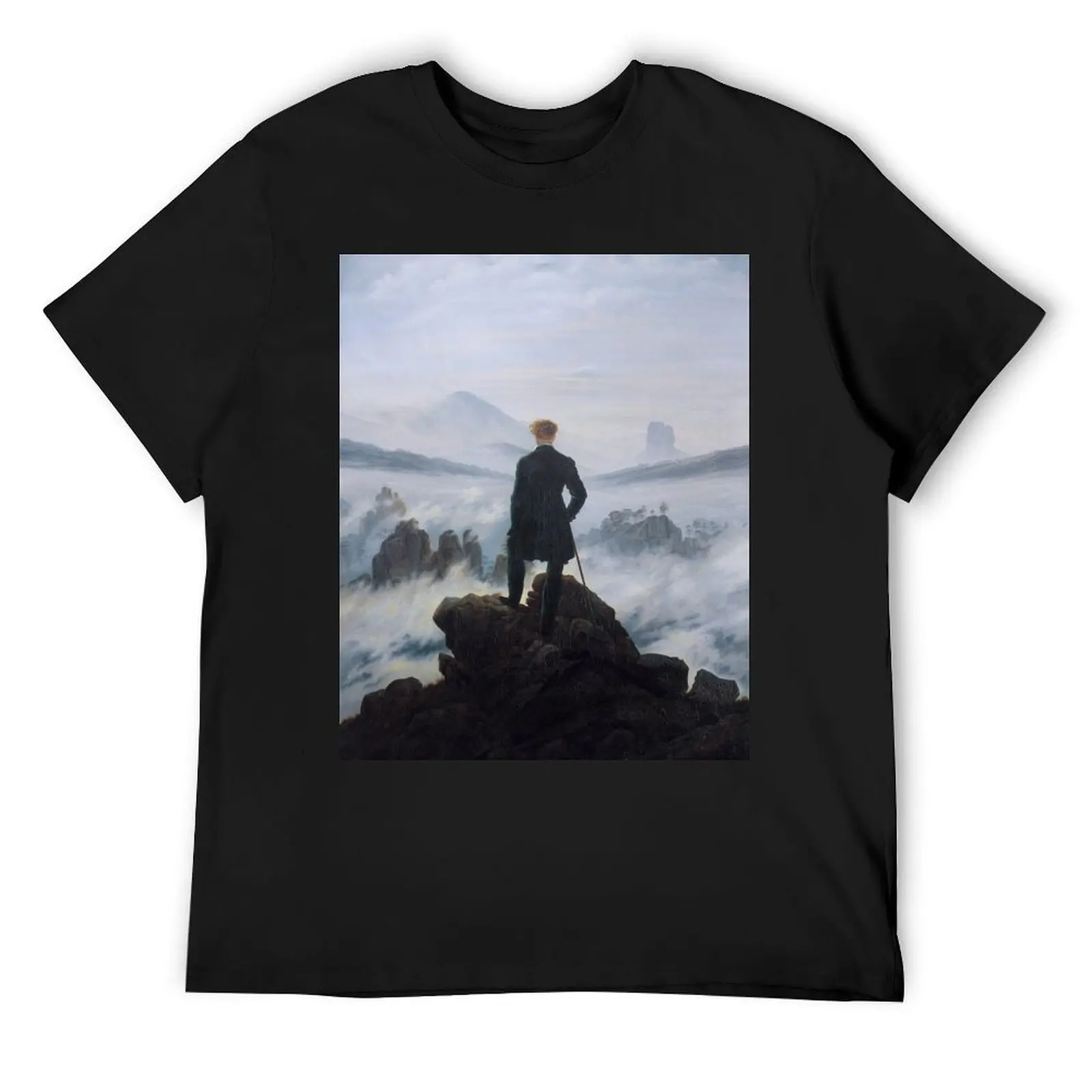 

Fine Art: Wanderer above the Sea of Fog T-Shirt man clothes korean fashion luxury t-shirt Short sleeve tee men