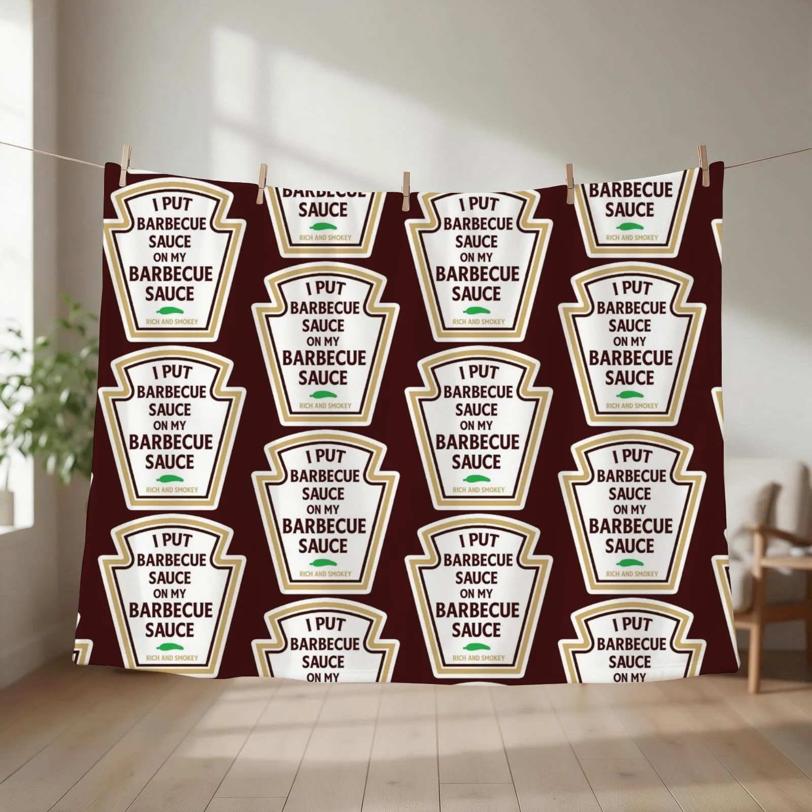 I put barbecue sauce on my bbq sauce Throw Blanket Beach Sofas Multi-Purpose Soft Big Blankets