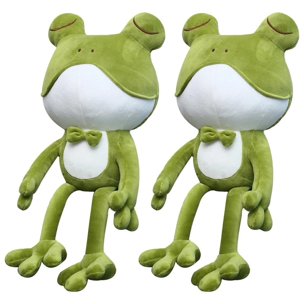 

2 Pcs Frog Plush Toy Couch Throw Pillow Bed Stuffed Funny Bedroom Cartoon Cute Decorate Household