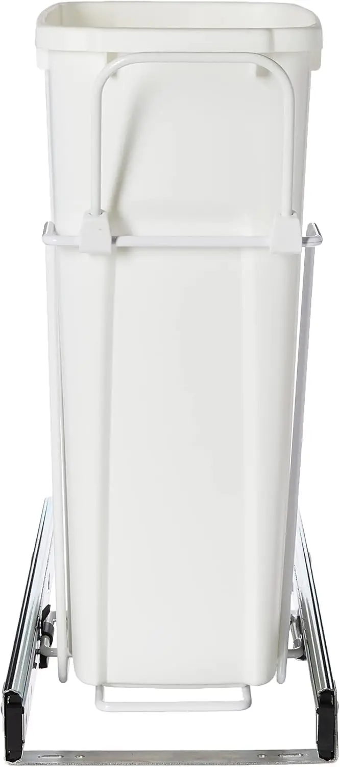 RS-PSW9-1-20-W 17 in. H x 8 in. W x D Steel in-Cabinet 20 Qt. Single White Pull Out Trash Can